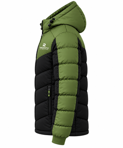 Chaqueta acolchada verde oliva y negra para hombre, chaqueta acolchada de invierno para hombre al por mayor, chaqueta acolchada con capucha para hombre con logo personalizado. - Product Image 4