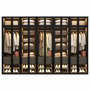 <span class=keywords><strong>Cabina</strong></span> <span class=keywords><strong>Armadio</strong></span> Moderna Personalizzata in Melamina con Porte in Vetro e Cassetti per Camera da Letto Principale - Product Image 2