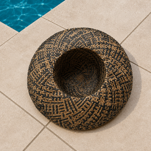 Chapeau de soleil unisexe en paille de lontar naturelle, brodé à la main, style ethnique, idéal pour l'été, la plage, les voyages et les activités de plein air, protection solaire, style Bali - Product Image 3