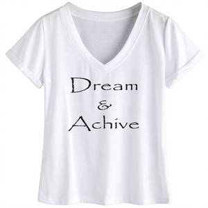 Wholesale Unisex T-<b>Shirts</b> Custom Printed Logo Solid Letter Multicolor OCS Cotton V-Neck Plus Size Embroidery Feathers Bamboo - Product Image 1