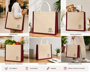 ถุงช้อปปิ้งผ้ากระสอบแบบพรีเมียมรักษ์โลก ขนาด 35x35x10 ซม. พร้อมหูหิ้วเชือก ความจุเยอะ เหมาะสำหรับซุปเปอร์มาร์เก็ตและร้านขายของชำ - Product Image 5