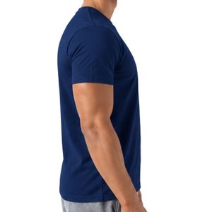 <b>Navy</b> <b>Blue</b> <b>Men's</b> Round Neck Short Sleeve Tee Classic Casual <b>Shirt</b> Comfortable Daily Outfit Basic Apparel Custom Garment Bulk - Product Image 3