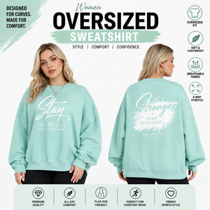 Sweat-shirt oversize à col rond imprimé pour femme, pull à épaules tombantes, haut décontracté en molleton bouclette pour l'hiver - Product Image 1