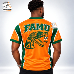 เสื้อยืดผู้ชายสไตล์กรีก FAMU สีเขียวส้ม คอกลม แขนสั้น ทรงปกติ ปักลาย พิมพ์ลาย สไตล์ทางการ 100% - Product Image 2