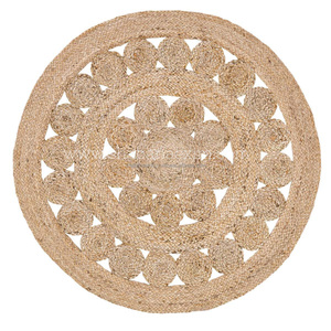 Alfombra Redonda de Yute Trenzada a Mano, Color Sólido, Base Antideslizante, Lavable, para Viajes, Campamentos, Sala de Estar, Estilo Bohemio - Product Image 4