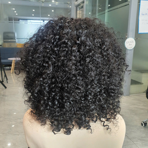 Natural Color <b>Long</b> Big Bouncy Fluffy Kinky Curly <b>Wig</b> for Women Bangs Soft Heat Resistant Virgin Vietnamese Synthetic for Lace - Product Image 3