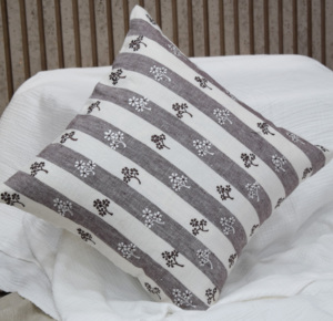 Hand Embroidered Tree Motif Striped 100% Linen Cushion Cover Decorative <b>Pillow</b> Case Modern Home Sofa <b>Decor</b> Wholesale Supplier - Product Image 1
