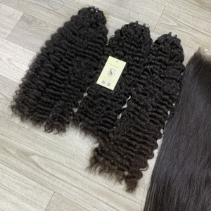 Swiss Lace 13x6 HD Frontal Naturel Droit Birman Bouclés Naturel Cheveux Raides Bundles Trame Extensions Cheveux Humains Bruts Vietnam - Product Image 4