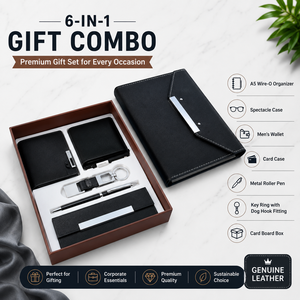 6-in-1 Business Gift Set Leather Office Gift Combo Custom Logo Pen <b>Wallet</b> Keychain Card Holder Notebook Corporate Gifting - Product Image 3