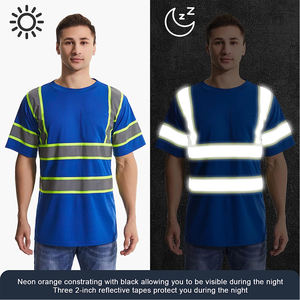 Camiseta de Trabajo Clase 2 para Hombre/Mujer, Reflectante, de Secado Rápido, Alta Visibilidad, Manga Corta, Azul, Camisetas de Seguridad de Alta Visibilidad - Product Image 3