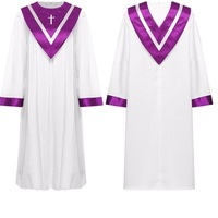 Robe de Prêtre Jésus, Vêtements de Clergé d'Église, Soutane en Polyester avec Broderie Dorée, Costume de Chorale, Robe Longue Liturgique pour Pasteur