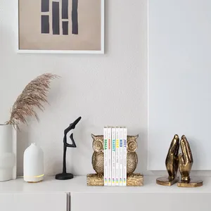 Sujetalibros de Piedra con Forma de Búho, Juego de 2 Figuras Esculpidas, Decoración Vertical Moderna y Ecológica para Montar en la Pared, para Sala de Estar - Product Image 1