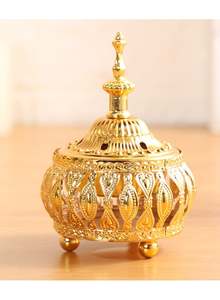 Kit Encensoir Royal en Verre Cristal pour Bakhoor avec Pulvérisateur à Finition Dorée, Conteneur de Rangement, Plateau Miroir avec Pinces et Récipient à Oud - Product Image 6