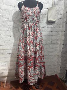 Vestido maxi de algodón estampado para mujer, sin mangas, con tirantes finos, corte en A, estilo flare, para verano, vacaciones, playa, transpirable, 100% algodón - Product Image 2