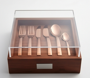 Juego de cubiertos de oro rosa mate, diseño minimalista, apto para lavavajillas, cubiertos metálicos para ocasiones de boda - Product Image 6