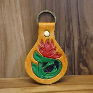 Real Genuine Leather Handmade Chains for Unisex Hand Carved Tooled Leather Key Chains Leather Key Rings - Product Image 1