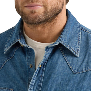 Camisas de mezclilla de manga larga tejidas de alta calidad para hombre al por mayor, camisas de vestir de mezclilla de última generación de alta calidad para hombre - Product Image 5