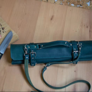 Estuche para Cuchillos de Chef de Cuero Genuino Negro, Estilo Clásico Moderno, Ligero y Portátil, Bolsa de Viaje LKR-0279 - Product Image 1