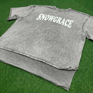 Snowgrace Men's Oversized Cotton/Bamboo Fiber Solid Short Sleeve Street Style Washed Jersey O-Neck T-<b>Shirt</b> - Product Image 2