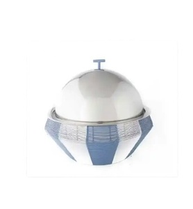 Plat de service alimentaire rond en acier inoxydable, taille personnalisable, style unique, fait main, compatible lave-vaisselle, écologique, 24 cm - Product Image 1