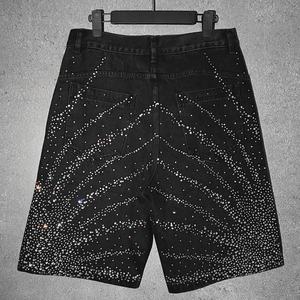 Custom <b>Men's</b> Oversize Acid Wash Oxford 100% Cotton Knee Length Casual <b>Drawstring</b> Closure High Quality <b>Jeans</b> Shorts - Product Image 5