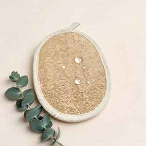 Natural Loofah Body Scrubber Bath Sponge Oval Exfoliating Wash Pad Soap Holder for Shower - Product Image 1