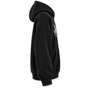 Sweat-shirt à capuche pour homme, noir, manches raglan, imprimé lettres blanches, poche kangourou, streetwear - Product Image 4