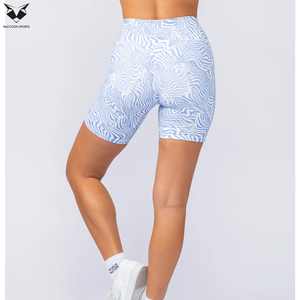 Shorts de yoga pour femme 2026, style le plus récent, respirants, sans taille haute, côtelés, contraste blanc et bleu, fabriqués au Pakistan par un fournisseur de qualité - Product Image 5