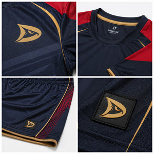 Conjunto de Uniforme de Futsal de Lujo, Color Carmesí Oscuro y Dorado, Camiseta y Pantalones Cortos de Fútbol, Malla Transpirable, Ropa Deportiva para Fútbol Sala - Product Image 4