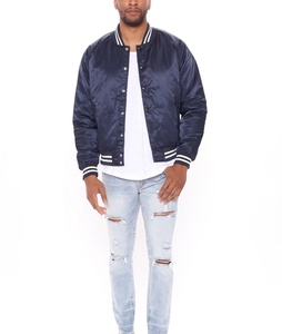 Customized Logo Printed Plus Size Baseball Jacket For <b>Men</b> Streetwear Satin Button Up Varsity College Baseball Jacket - Product Image 4