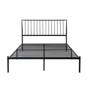 Letto matrimoniale con piattaforma in metallo nero con testiera angolare, 1 pz, mobili per camera da letto - Product Image 3