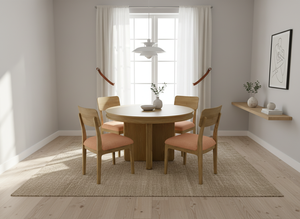 Juego de Mesa de Centro Redonda Moderna de Madera Maciza de Fresno con 4 Sillas, Duradera y Fácil de Limpiar - Product Image 4
