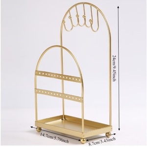 Organisateur de bijoux moderne en forme d'arche, support multi-crochets pour boucles d'oreilles, présentoir superposé, design peu encombrant, base stable pour un rangement soigné - Product Image 5