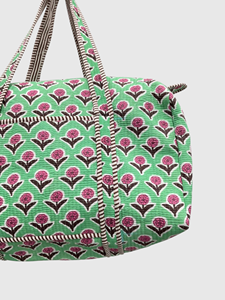 Bolsa de Viaje Grande con Estampado Floral Verde y Rosa, Bolsa de Fin de Semana con Cierre de Cremallera - Product Image 5