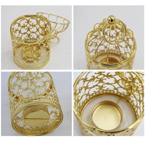 Graceful Gold Moroccan <b>Birdcage</b> Lantern with <b>Decorative</b> Metal Scrollwork Candle Holder for Wedding Ramadan Home Decor - Product Image 5