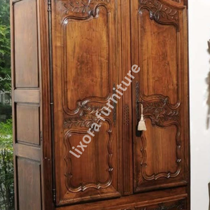 Luxury Handcrafted Solid Wood 2 Door <b>Wardrobe</b> Ornate French Carving Premium Finish Armoire - Product Image 3