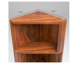 Mueble esquinero de madera maciza india con patas |   Estante para Libros Triangular que Ahorra Espacio |   Decoración Minimalista para el Hogar - Product Image 6