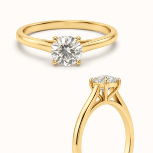 14K Yellow Gold <b>Cushion</b> Cut SI Clarity Solitaire Diamond Engagement Ring | Classic Elegant Wedding Jewelry <b>for</b> Women Gift Design - Product Image 1