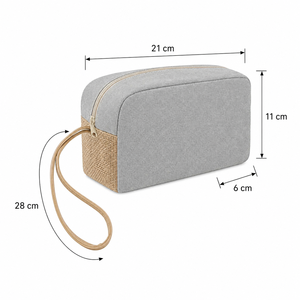 Trousse de Toilette en Jute Laminé Coton Recyclé 225 GSM avec Fermeture Éclair, Pochette à Maquillage, Poignée de Poignet, Logo Personnalisé, Vente en Gros, Fabricant OEM ODM - Product Image 2