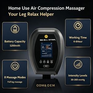 Masseur pour les pieds et les jambes, compression d'air à 8 chambres, récupération, 6 modes, 5200 mAh, sans fil, CE AS ALL STAR - Product Image 4