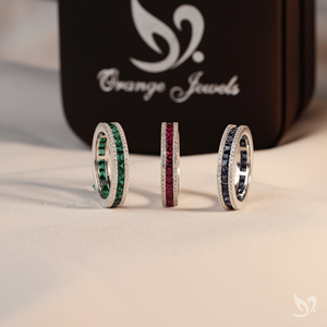Anillo de compromiso y boda de oro macizo de 10K con diamantes de corte princesa, doble fila pavé, ancho, de eternidad completa, certificado IGI - Product Image 6