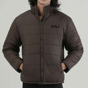 Warm Comfortable Hooded Men Bubble Jacket with Front Logo Breathable & Windproof for Casual Outings and Winter <b>Layering</b> - Product Image 1