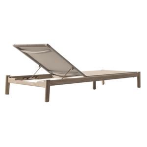 Collection Signature Hotel Emma - Chaise longue d'extérieur en teck contemporain avec dossier réglable et coussin - Style minimaliste pour le bord de la piscine - Product Image 4