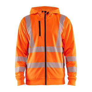 Safety Cotton Fleece High Visibility Hoodies Security Construction Safety Reflective <b>Tape</b> Worker Zip up Hoodies - Product Image 4