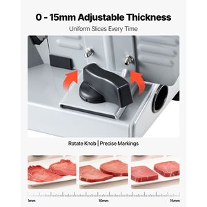 Rebanadora Eléctrica de Alimentos para el Hogar de 7.5 Pulgadas con Cuchilla Ajustable de 0-0.6 Pulgadas SUS420, Picadora y Rebanadora de Carne de 200W para Carne Congelada Estilo Deli - Product Image 4