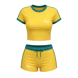 2026 OEM Custom Logo Women 2 Piece Set Summer Top and <b>Shorts</b> Set Wholesale Casual Athletic Tracksuit - Product Image 2