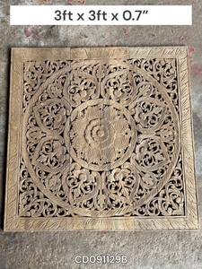 Panel Decorativo Cuadrado de Madera de Teca Tallada y Grabada de 3 pies, 100% Hecho a Mano, Alta Resistencia, Ecológico, Clásico, Decoración para el Hogar DIY TH - Product Image 4