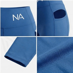NA High Waist Full Length Yoga <b>Leggings</b> With 3D <b>Pockets</b> Seamless Spandex Nylon Four-Way Stretch Solid Blue Women's Sportswear - Product Image 4