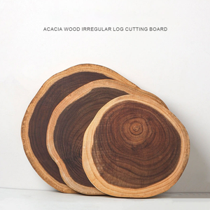 Tabla de Cortar Redonda de Madera de Acacia Natural Irregular, Tabla de Cortar de Madera, Plato para Servir para Cocina - Product Image 1