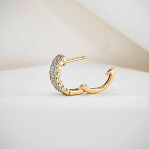 ต่างหูห่วงแบบ Huggie ประดับเพชรแล็บโกรว์ 14K ทองคำแท้ 48 เม็ด ดีไซน์หรูหรา เหมาะเป็นของขวัญสำหรับงานปาร์ตี้ สำหรับผู้หญิง - Product Image 3